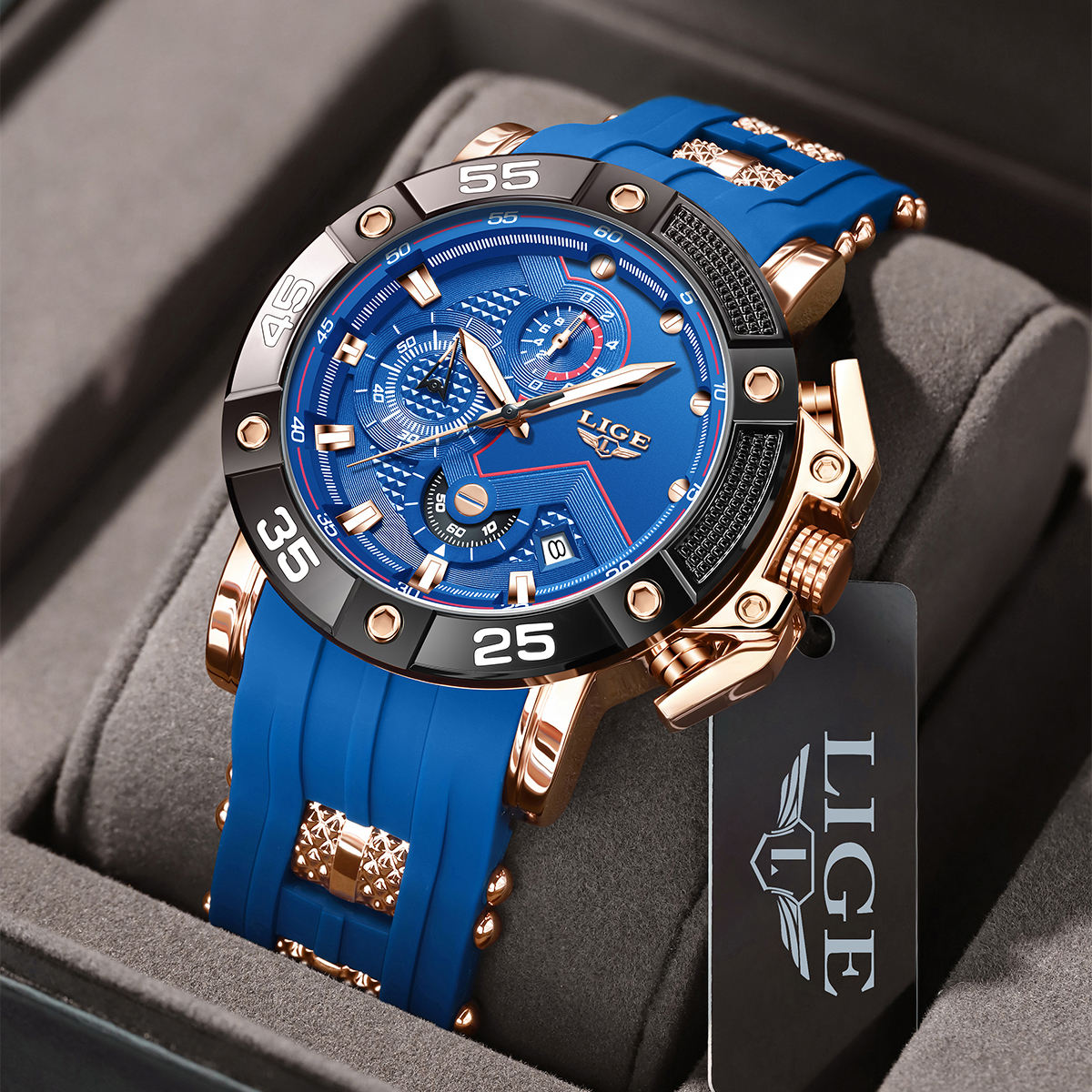 LIGE 89195 Men's Luxury Sport Quartz Watches Waterproof