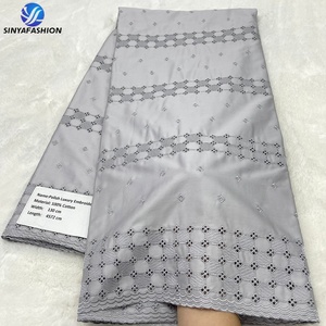 Sinya Promotion Spéciale Dentelle Suisse Brodé en Voile 100% Coton 5 Yards Super Luxe Tissu <span class=keywords><strong>Original</strong></span> Polonais pour Homme - Product Image 5