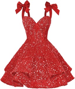 Elegante Vestido <span class=keywords><strong>de</strong></span> Noche con Corte en A, Lentejuelas Azules, Tirantes Finos y Cintura Ajustable con Lazo, para Fiestas <span class=keywords><strong>de</strong></span> Verano - Product Image 6
