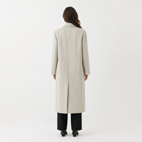 Manteau d'hiver pour femme OEM/ODM, manteau long en mélange de laine tissée à double boutonnage avec revers cranté, design chaud