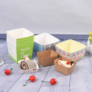 Caja de cartón desechable con logotipo, embalaje para hornear, bandeja para pasteles