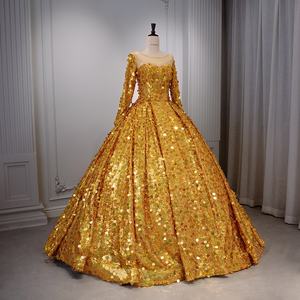 2025ชุดเดรสแต่งงานแขนยาวสไตล์ยุโรปอเมริกัน<span class=keywords><strong>กระโปรง</strong></span>พองลายเลื่อมในฝันสำหรับการ<span class=keywords><strong>สอบ</strong></span>ที่น่าเชื่อถือสำหรับการสอบต่างประเทศ - Product Image 3