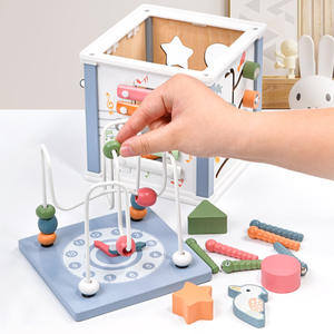 กล่องลูกปัดไม้เอนกประสงค์ มอนเตสซอรี่ ของเล่นเสริมพัฒนาการเด็กเล็ก ฝึกการจับคู่รูปทรงและนาฬิกา ฝึกการประสานมือและตา เหมาะสำหรับเด็กผู้หญิงอายุ 2-4 ปี - Product Image 3