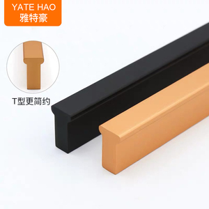 Modern Minimalist Cabinet <b>Door</b> Handles Gold Matte <b>Black</b> Aluminum Alloy Extended 1M For Wardrobe Drawer - Product Image 5
