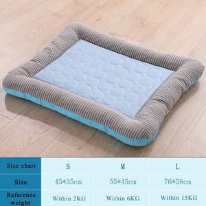 Summer Cooling Hunde bett Nachhaltiges Baumwoll leinen mit gestreiftem Design Feuchtigkeit beständige hand wasch bare Haustier kühl matte für heißes Wetter - Product Image 5
