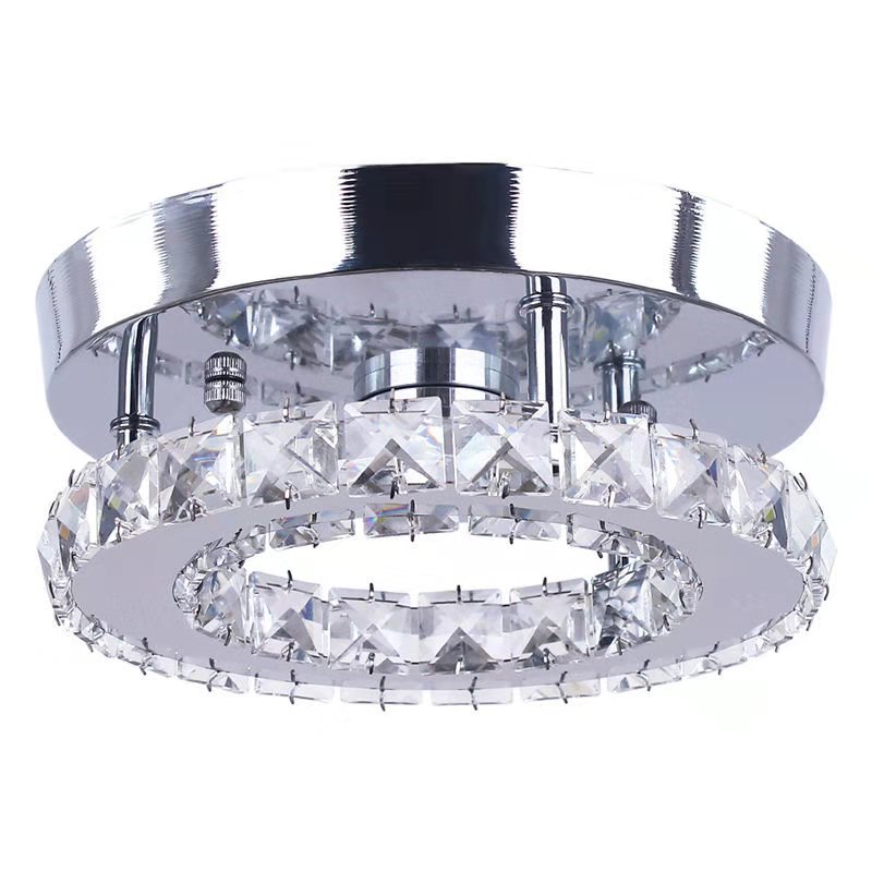 Modern Mini Led Chandelier Semi Flush Mount Crystal Lighting Ceiling Crystal Lamp for Bedrooms Dinning Rooms Hallway