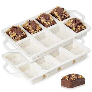 MUYULINS - Bandeja Rectangular para Repostería de 8 Cavidades, Grado Platino LFGB, Antiadherente, Libre de BPA, Molde de Silicona para Pasteles y Muffins - Product Image 4