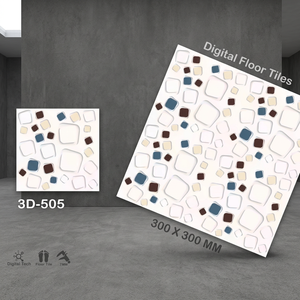 Carreaux de sol en céramique émaillée imprimés numériquement Vistaar Brand 3D Noir Rouge 12x12 pouces pour projets intérieurs - Product Image 3
