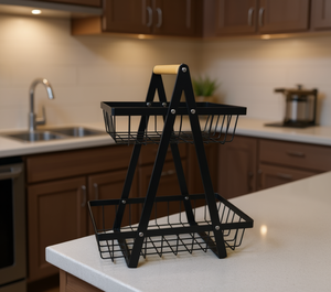 Organisateur de cuisine à deux niveaux 27x18x32 cm, panier de rangement autoportant pour comptoir de cuisine - Product Image 2