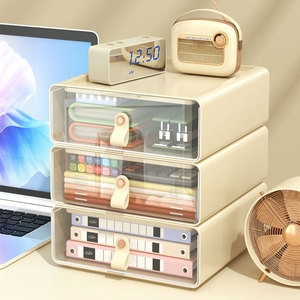 Multi Layer <b>Drawer</b> <b>Storage</b> <b>Box</b> Creamy White Stackable Office Organizer Desktop Use - Product Image 1