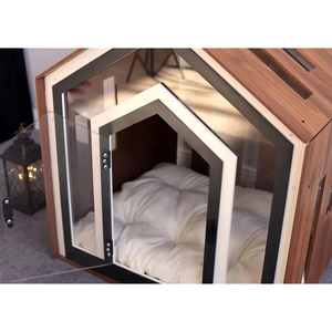 Niche moderne de luxe pour animaux de compagnie <span class=keywords><strong>en</strong></span> <span class=keywords><strong>bois</strong></span> avec lit personnalisé et porte <span class=keywords><strong>en</strong></span> acrylique meubles <span class=keywords><strong>en</strong></span> <span class=keywords><strong>bois</strong></span> massif motif solide pour chiens - Product Image 4