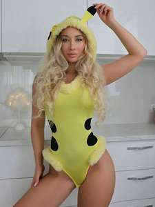 ACE lindo sexy Cosplay Sexy <span class=keywords><strong>dibujos</strong></span> <span class=keywords><strong>animados</strong></span> conjunto de lencería de una pieza Peludo lindo verde lencería con sombrero - Product Image 3