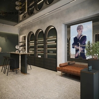 Vitrine de présentation de parfums design en bois avec éclairage LED pour présentoir de parfums