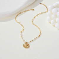 Ensemble de colliers superposés en acier inoxydable plaqué or 18 carats NIMAI PVD, pendentif croix, perles, bijoux de mode pour femmes, vente en gros