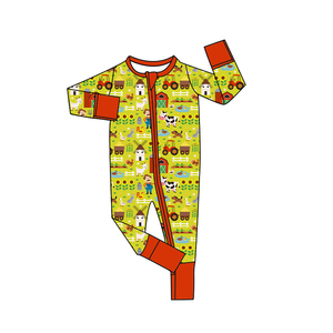 Individuell Bedruckter Bambusfaser-Baby-Schlafanzug mit Reißverschluss und Füßen Kleinkinder-Pyjama Kleidung - Product Image 6