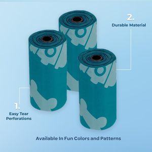 Sacs de caca de chien en plastique épais turquoise pour extérieur, anti-fuite, résistant à la déchirure, chiot marchant, élimination des déchets d'animaux de compagnie, jardinage biodégradable - Product Image 2
