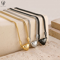 Collier magnétique en forme de cœur en acier inoxydable plaqué or 18 carats, double chaîne en os de serpent, bijoux pour couples