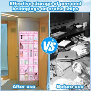 Over The Door Organizer 24 Pocket Pink Nylon <b>Storage</b> Rack For <b>Shoes</b> And Bathroom Essentials Behind Doors On Walls Hook Type - Product Image 4