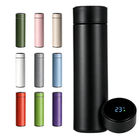 Bouteille d'eau intelligente personnalisée en acier inoxydable de 500 ml, colorée, avec batterie remplaçable, affichage numérique de la température LED, 6 à 12 heures