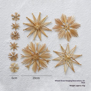 NUCHI Natural Eco-friendly Wheat Straw Zhejiang Unprinted Christmas Tree Decoration Star & Snowflake Hanging <b>Ornament</b> - Product Image 6