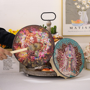 Tamburo sciamano bohémien con decorazione per le vacanze in stile etnico piccolo suono guaritore tamburo strumento a percussione - Product Image 1