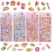 Wasserdichte 3D-Form Weiche Puffy-Aufkleber Benutzerdefiniertes Logo Cartoon Leckeres Essen PVC-Klebeetiketten Blasenaufkleber Etikettenbogen