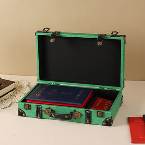 Boîte de rangement vintage en cuir et bois, couleur unie, couvercle coulissant, organisateur de bijoux, accessoire de décoration intérieure - Product Image 4