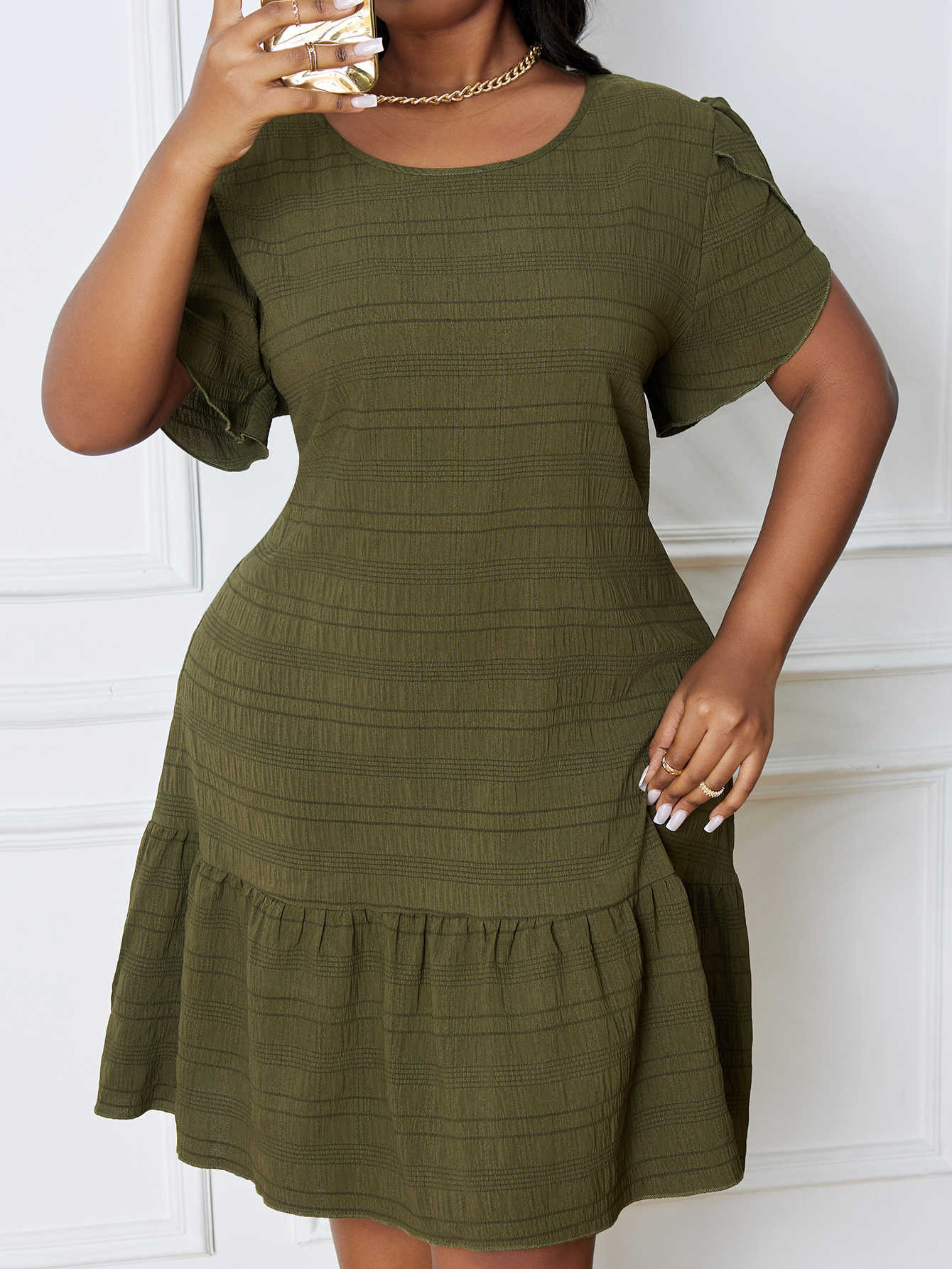 Casual Elegance a-Line Peplum Dress for Adults - Plus Size