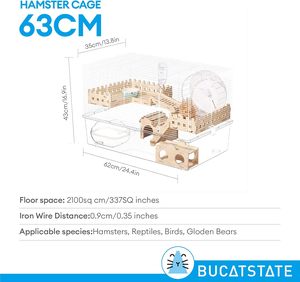<span class=keywords><strong>Cage</strong></span> pour <span class=keywords><strong>hamster</strong></span> BUCATSTATE en plastique écologique à 3 niveaux pour petites races (rat nain syrien) comprend 8 accessoires (24.4 "L <span class=keywords><strong>X</strong></span> 13.8" W - Product Image 3