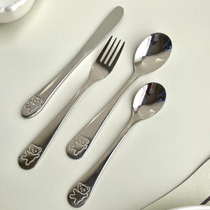 ชุดช้อนส้อมสแตนเลส 304 สำหรับเด็ก สีพื้น ขัดเงาเกรดอาหาร มีด ส้อม ช้อน ชุดรับประทานอาหารแบบตะวันตก - Product Image 5