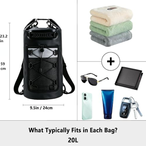 Sac à dos étanche en PVC pour le camping en plein air, 10L, 20L, 30L, avec bandoulière - Product Image 3