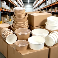 Bols en papier jetables de qualité alimentaire, épaissis, avec revêtement PE, résistants à l'huile et à l'eau, pour restaurant, logo personnalisé disponible