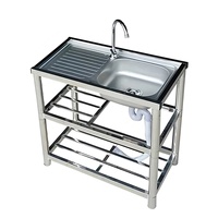 Évier de cuisine et de jardin extérieur autoportant en acier inoxydable, commercial, à cuve unique de forme carrée pour produits de nettoyage
