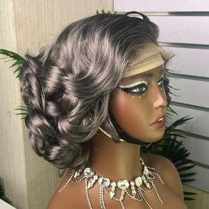 Wholesale Original Human Hair Highlight Piano Color <b>Black</b> Color 99j Color Loose Bouncy Wig 100% Human Hair 5*5 <b>Lace</b> Wig - Product Image 4