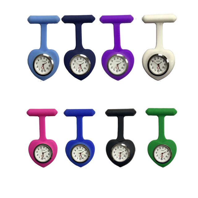 High Quality Heart Shaped Silicone Nurse Watch with Quartz Movement Cheap Brooch Tunic Fob OEM Quality Nurse Accessories