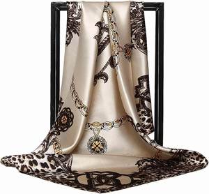 Écharpes en soie personnalisées, grandes écharpes carrées, imprimé léopard, écharpes en soie à chaîne, châles pour femmes, hijabs, foulards - Product Image 1