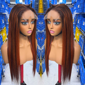 Perruques Cheveux Lisses Ultra Fins Couleur Roux Gingembre P4/350 Perruque Vietnamienne 5x5 Closure <span class=keywords><strong>Wig</strong></span> <span class=keywords><strong>Lace</strong></span> <span class=keywords><strong>Front</strong></span> Wigs Cheveux Naturels - Product Image 3