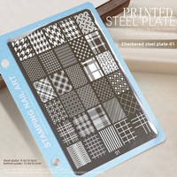 Plaque de transfert pour nail art, motifs dentelle, léopard, à carreaux, cœur, style chinois, pour manucure