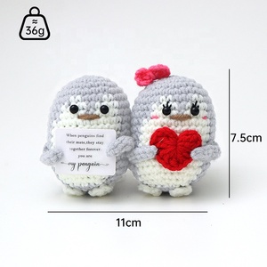 Hot Selling New Product Heart Penguin Couple Handmade Crocheted <b>Ornament</b> Positive Energy Card <b>Ornament</b> Gifts Party Decorations - Product Image 3