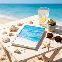 Carnet spirale A5, 65 feuilles, 80 g/m², thème plage océanique, 4 motifs, pages lignées, papeterie scolaire pour étudiants, vente en gros
