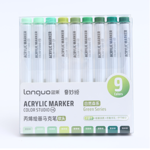 Pennarelli Acrilici Permanenti Languo M510-4 <span class=keywords><strong>Serie</strong></span> Verde Foresta con Nucleo in Cotone, Confezione Set - Product Image 1