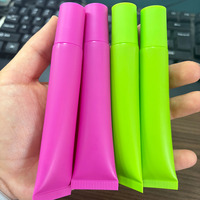 Tube souple en plastique de 15g pour crème, emballage cosmétique, tube vert-rose doux au toucher, tube compte-gouttes bleu mat