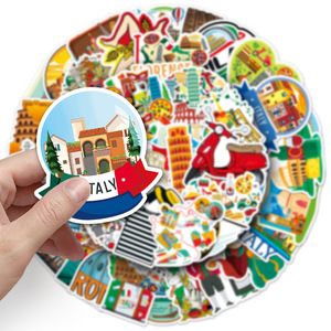 50PCS ciudades italianas Milán Venecia Florencia <span class=keywords><strong>Roma</strong></span> Torino edificios de arte vintage Italia pegatina de viaje - Product Image 2