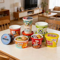 Bol à salade jetable recyclable en papier kraft rond avec design personnalisé pour emballage alimentaire à emporter (pâtes, salades)