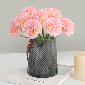 A-1863 <span class=keywords><strong>Fiori</strong></span> Artificiali <span class=keywords><strong>di</strong></span> Garofano a Stelo Singolo in Seta Bianca, Rossa e Rosa per Decorazioni Domestiche e Festa della Mamma - Product Image 2