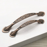 Poignées de tiroir en alliage de zinc bronze rouge de style antique chinois, en forme d'arc, pour armoire et meuble, boutons de meubles vintage