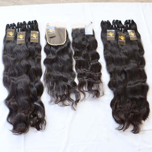 Vente en gros, fournisseurs de cheveux humains vierges bruts, cuticules alignées, paquet de cheveux non traités avec fermeture en dentelle transparente Hd - Product Image 2