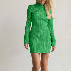 On Sale Elegant Emerald Green Dress Chiffon Fabric & Ruffle Neck |  Alibaba.com