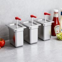 Peralatan Dapur Restoran Heavybao, Dispenser Saus Panas Listrik Stainless Steel PP Pump untuk Konter Makanan Cepat Saji, Mudah Dibersihkan
