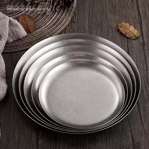 <span class=keywords><strong>Assiette</strong></span> coréenne de luxe en acier inoxydable doré vintage plate pour barbecue <span class=keywords><strong>assiette</strong></span> épaisse argentée <span class=keywords><strong>assiette</strong></span> à <span class=keywords><strong>dessert</strong></span> buffet à steak et fruits - Product Image 1